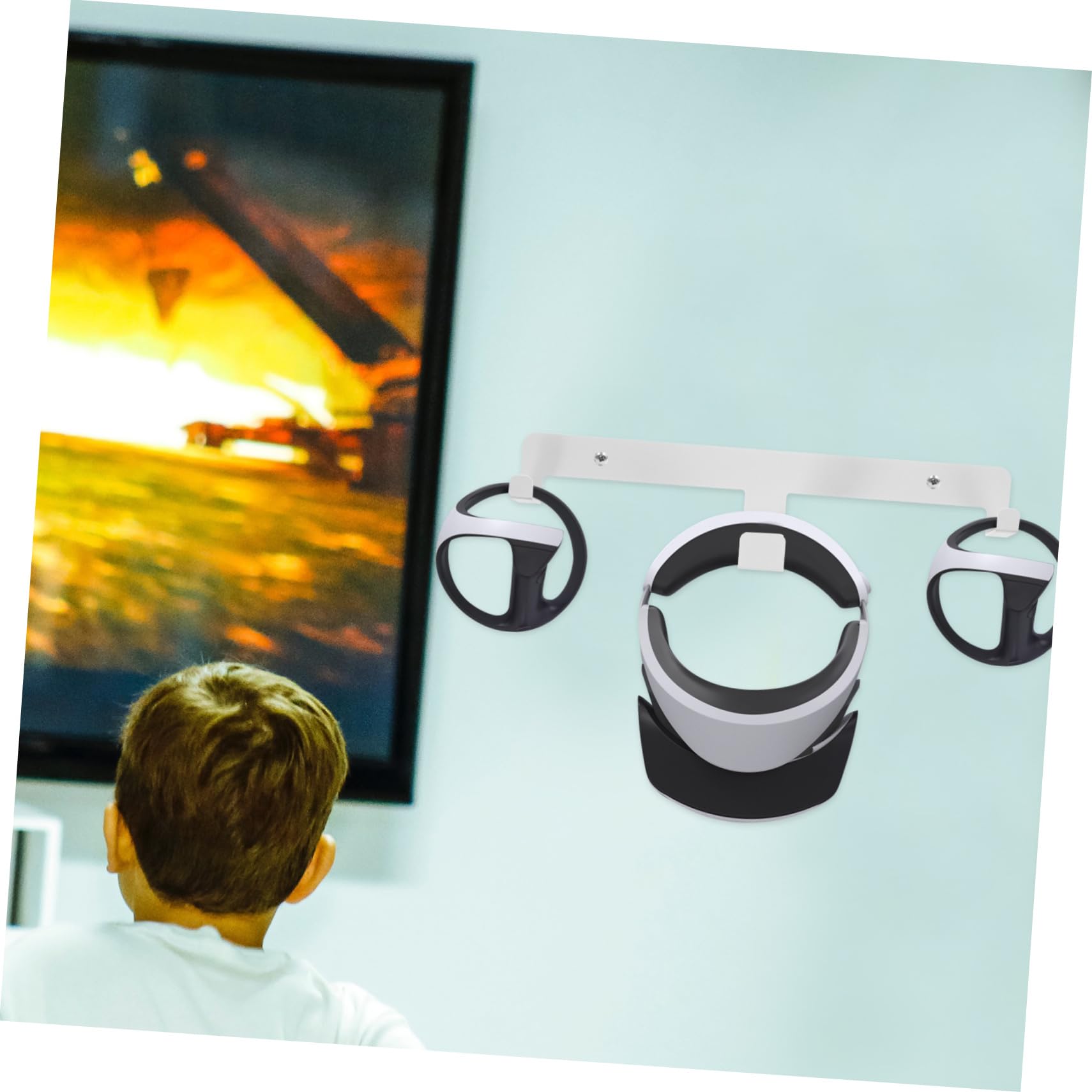 SHINEOFI Supporto Da Parete Per Visore Vr Per Cuffie e Cavo Di Ricarica Usb Type-c Design Salvaspazio Per Ufficio e Casa