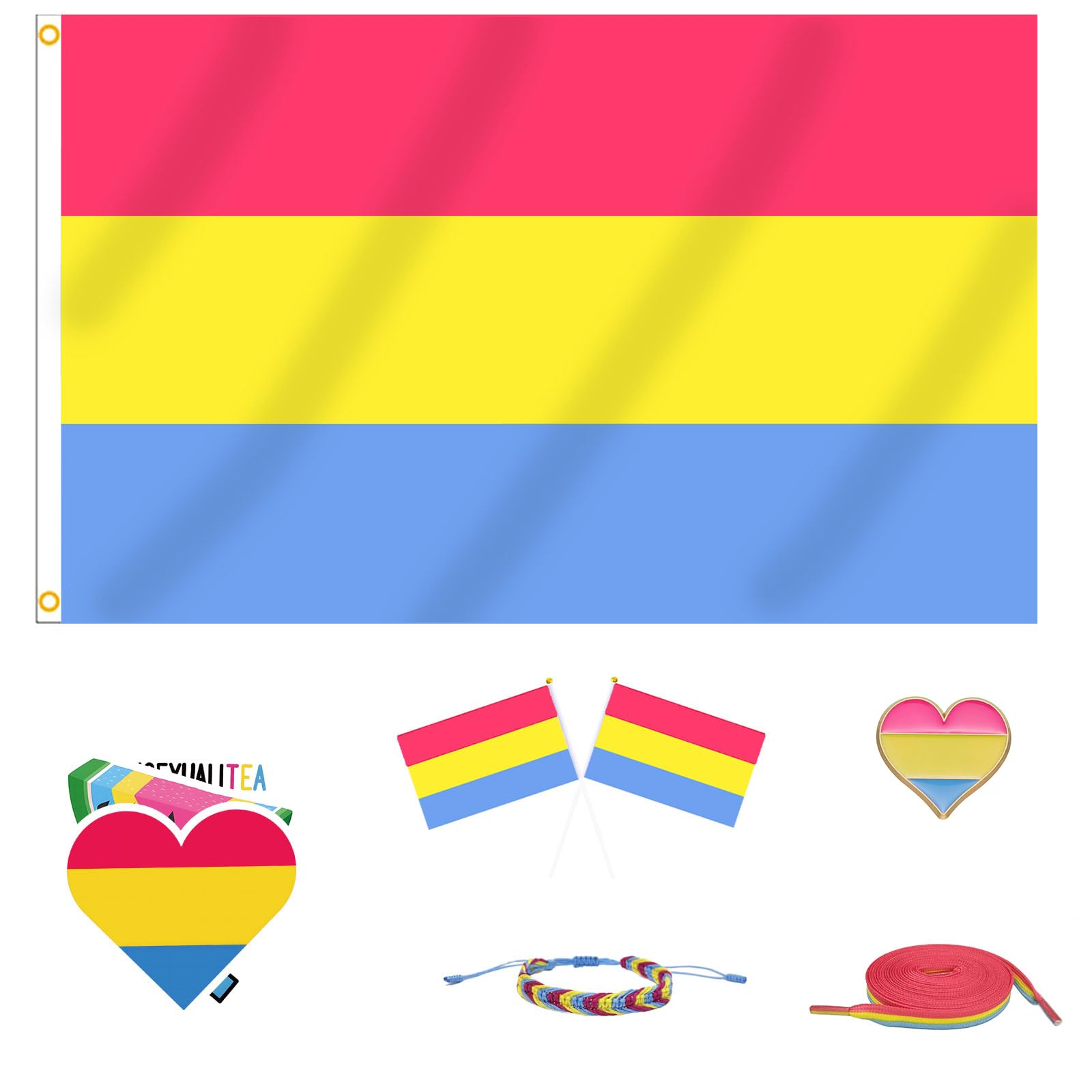 PRIDE 3x5 FT Pan Pansexual Flag Bundle, Pan Pansexual Pride Stuff