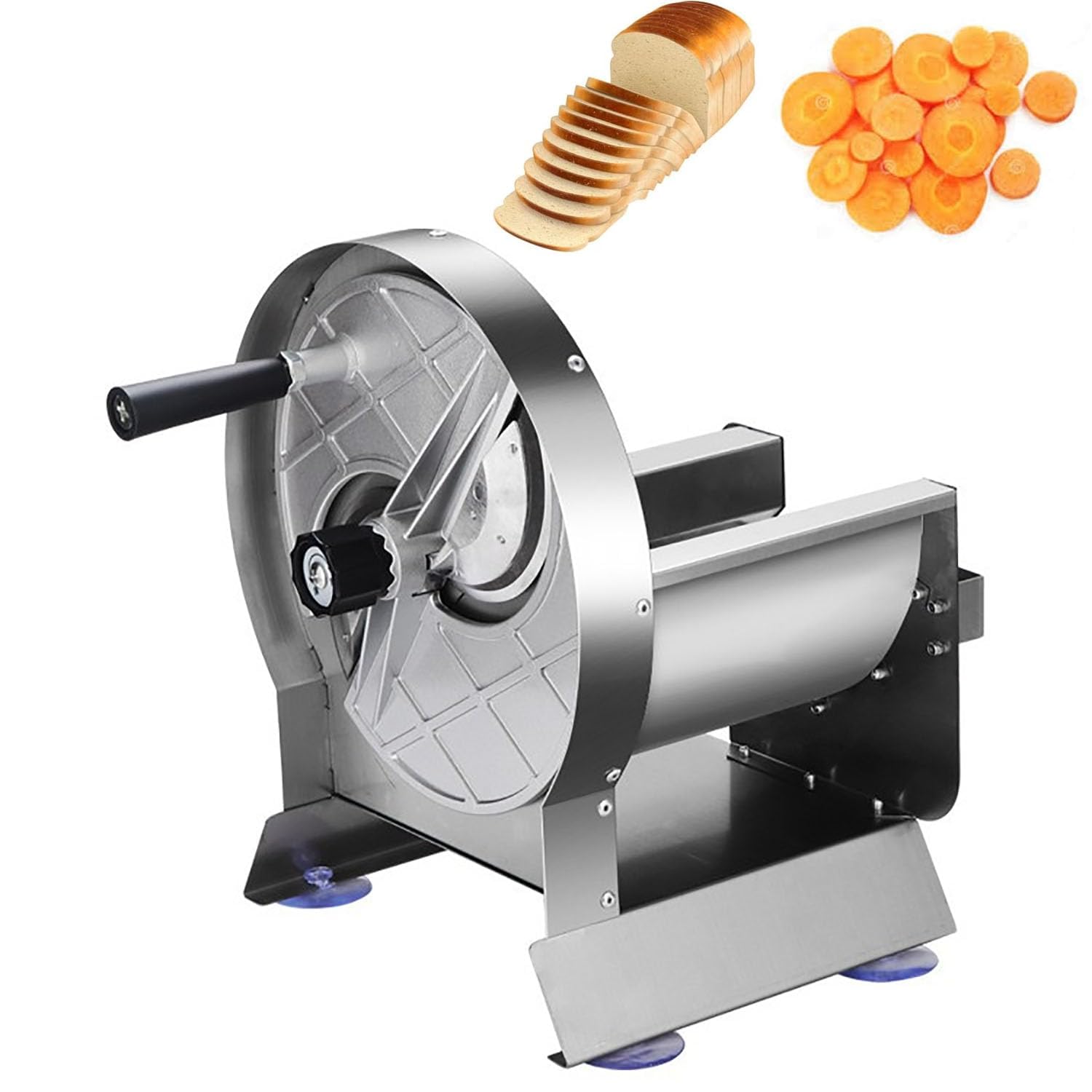CWCQGH Commercial Vegetable Slicer - Stainless Steel Cutter with Large Feed Chute, 8-Inch Blade, Adjustable Thickness 0.2-10mm for Versatile Slicing of Vegetables and Fruits