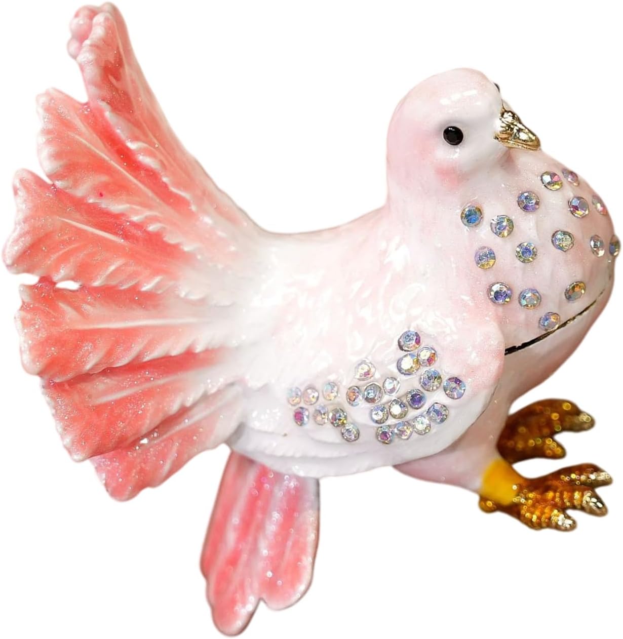 Bird Shaped Metal Box Ideal for Rings and Earrings Storage Container with Hand Painted Enameled Finish Hand Painted Enameled
