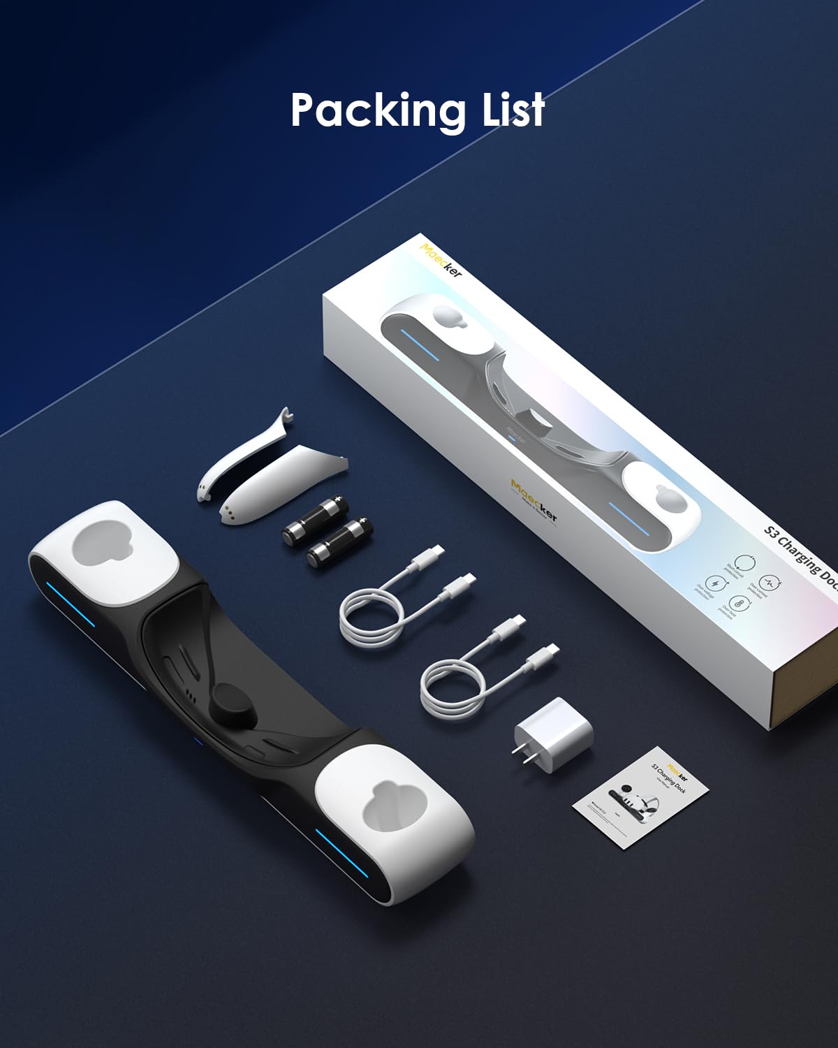 Rapida Stazione di Ricarica per Quest 3 con Supporto e 2 Batterie Ricaricabili