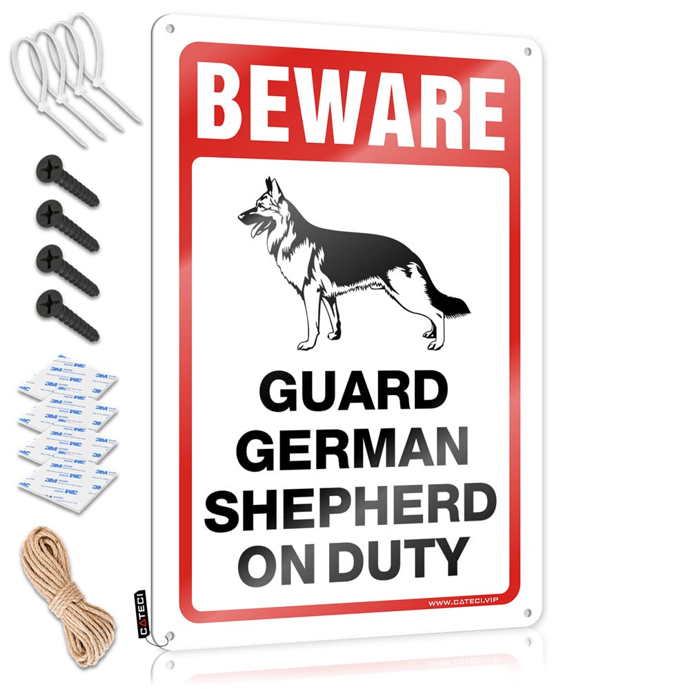 Outdoor Bar Accessories Decor Beware! Guard German Shepherd On Duty Sign Funny Coffee Signs Funny Signs For Bedroom(30X40CM)