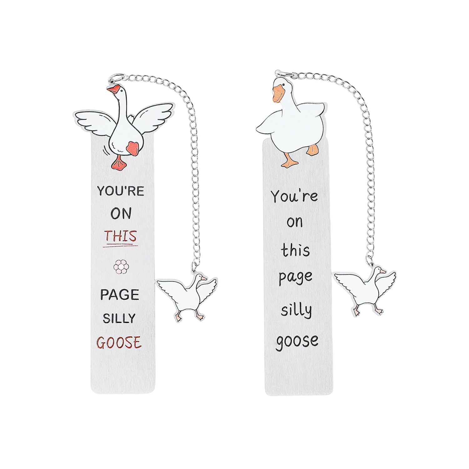 XMNIVATE 2 Goose-Shaped Bookmarks, Metal Bookmarks, Fun And Cute Design, Reading Small Objects, Supplies For Book Lovers.