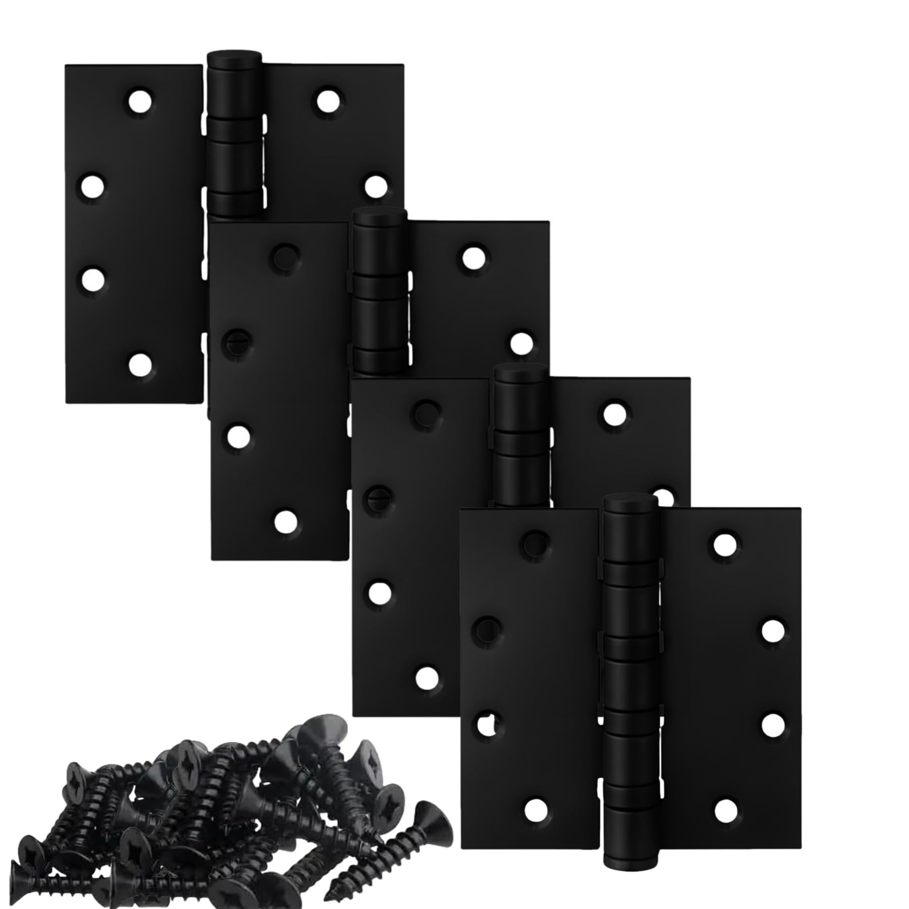4" x 4inch (101.6 x101.6 mm) Black Door Hinges, Stainless Steel 4 in Heavy Duty Ball Bearing NRP with Square Corner for Residential Commercial