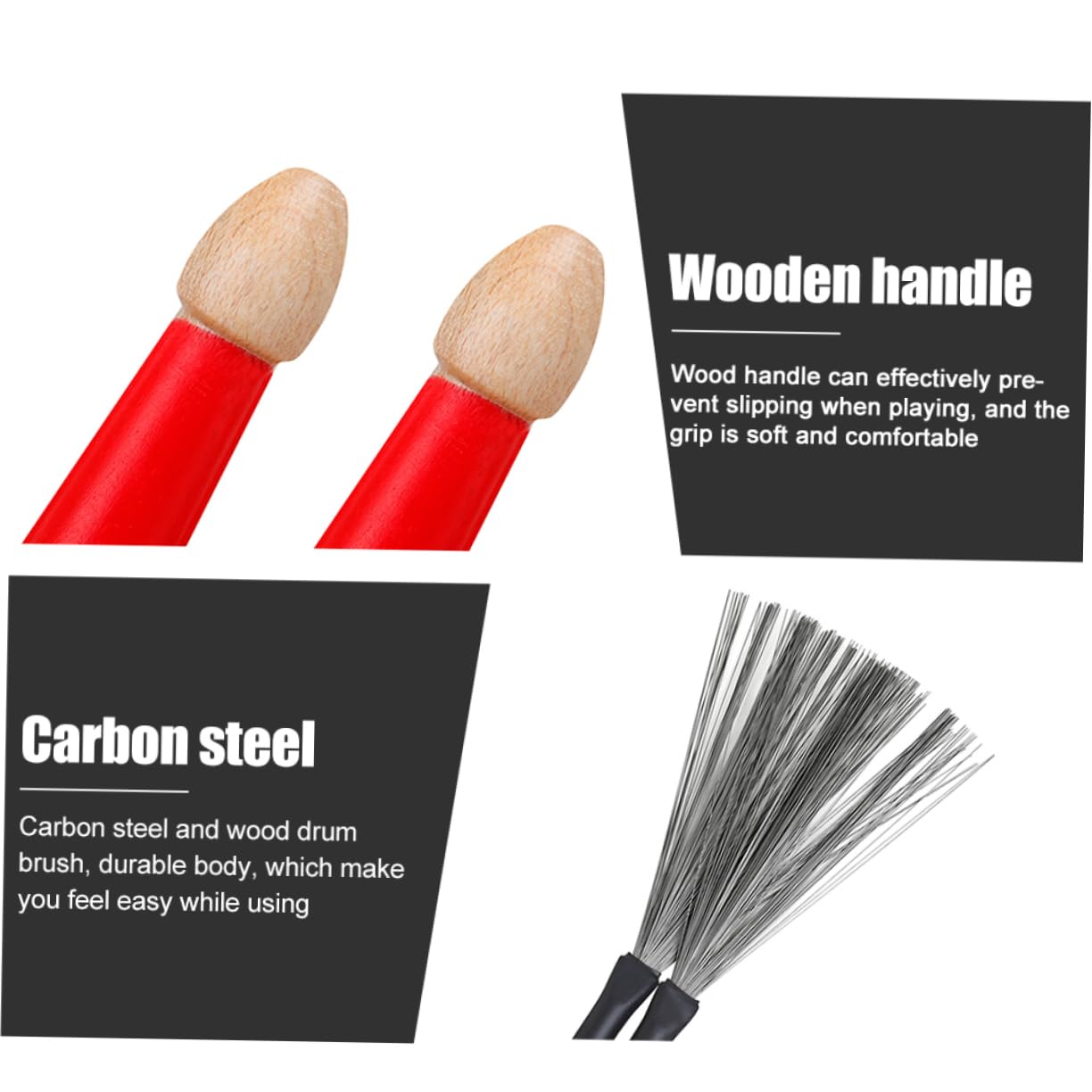 TOYANDONA 2pares Cepillos De De Madera Duraderos Mango Accesorios Para Instrumentos De Percusión Para Práctica y Bandas Juveniles