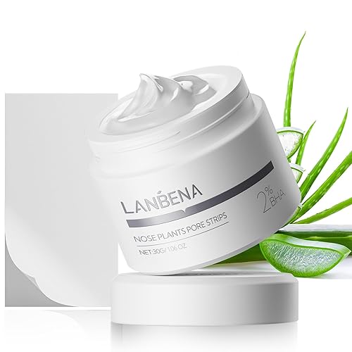LANBENA Removedor de puntos negros para cara, 60 tiras de poros, tiras de plantas de nariz para puntos negros (1.05 onzas)