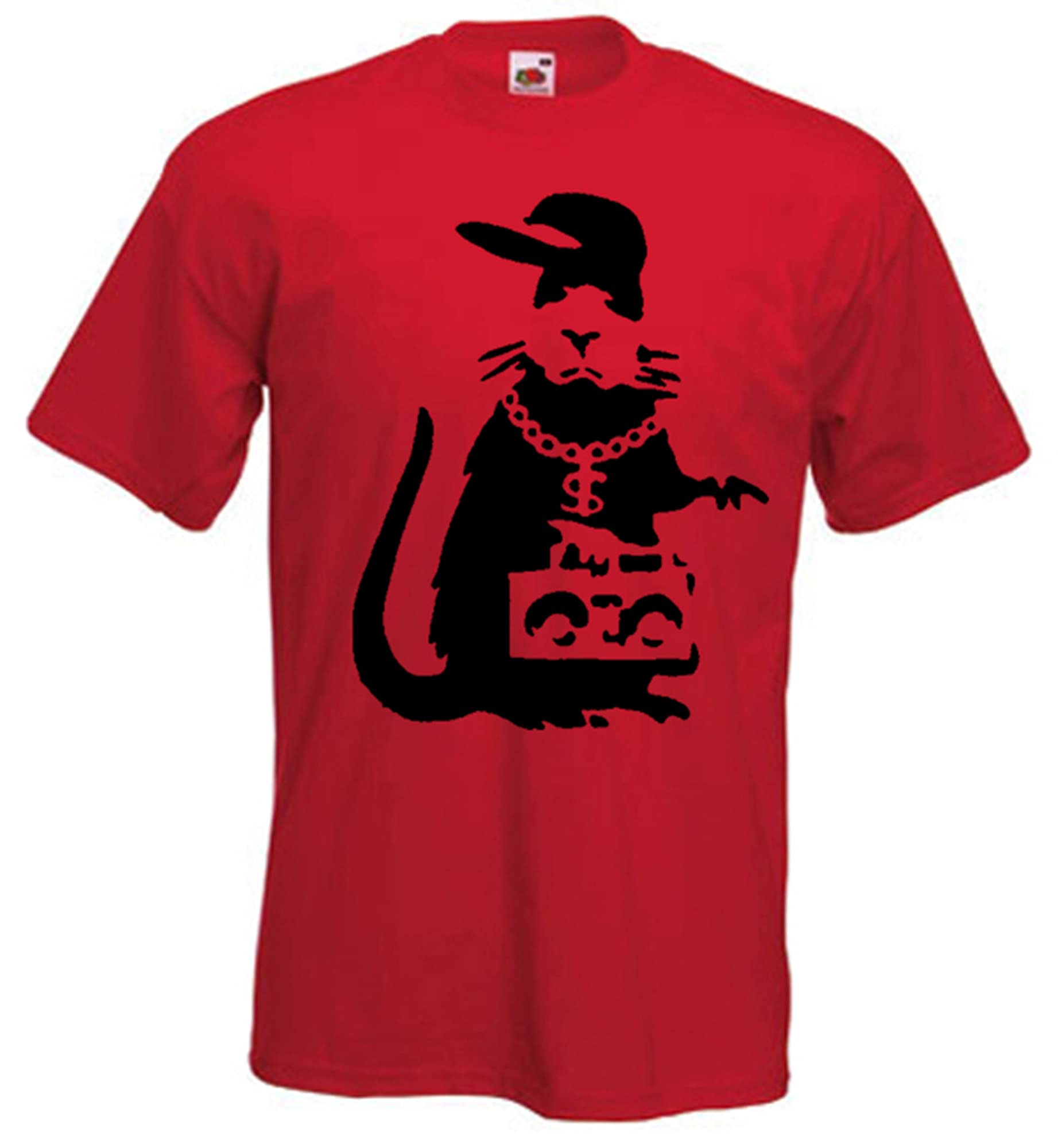 Tribal T-Shirts Banksy T Shirt - Gangsta Rat - Large red
