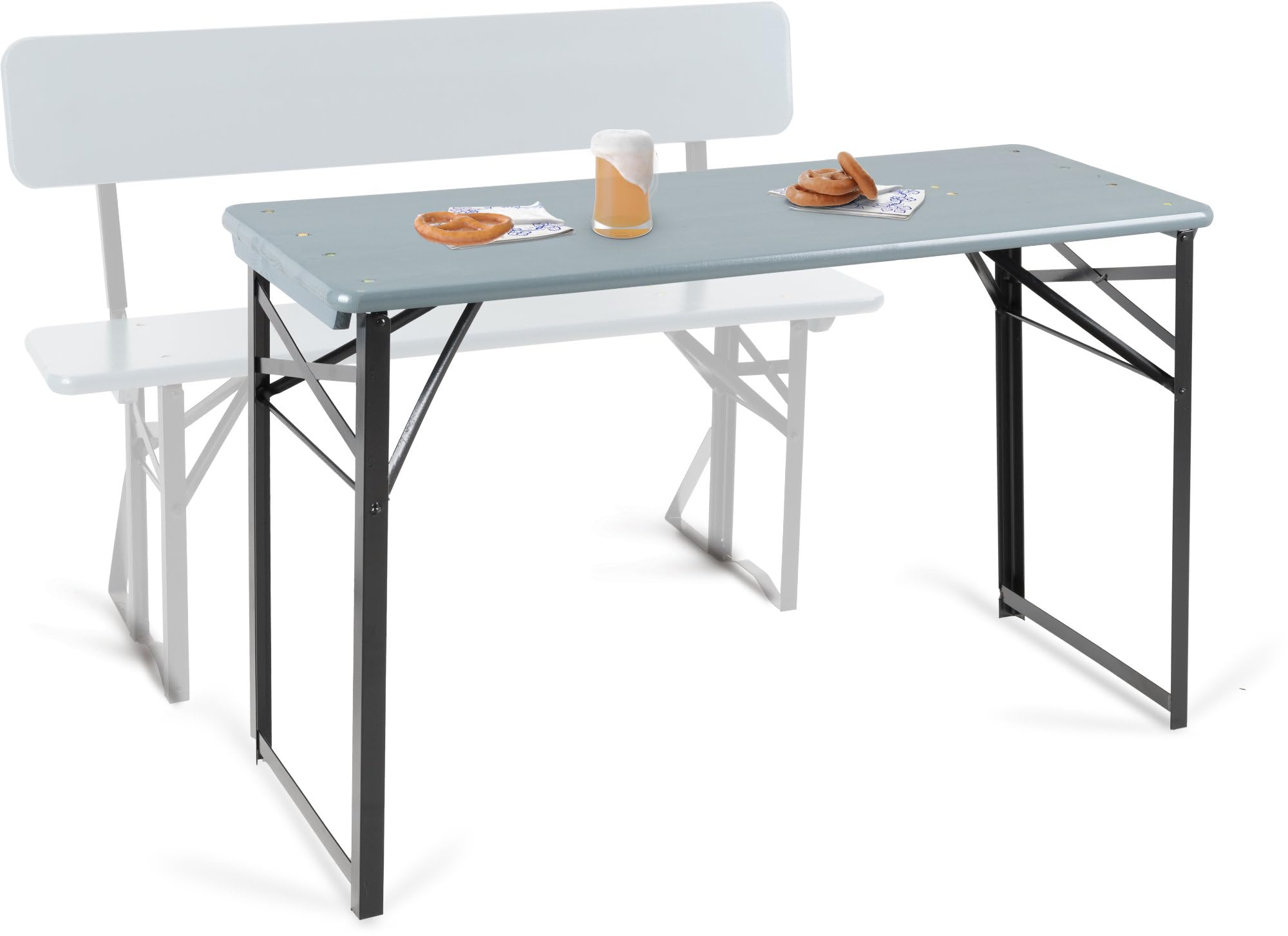 Stagecaptain BBT-119 GY Hirschgarten Bierzelttisch 119 cm 2X Set - 2 robuste, Kurze Biertische (119 cm lang) - Lackierte Oberfläche - Zusammenklappbar - Einfach zu verstauen und transportieren - Grau