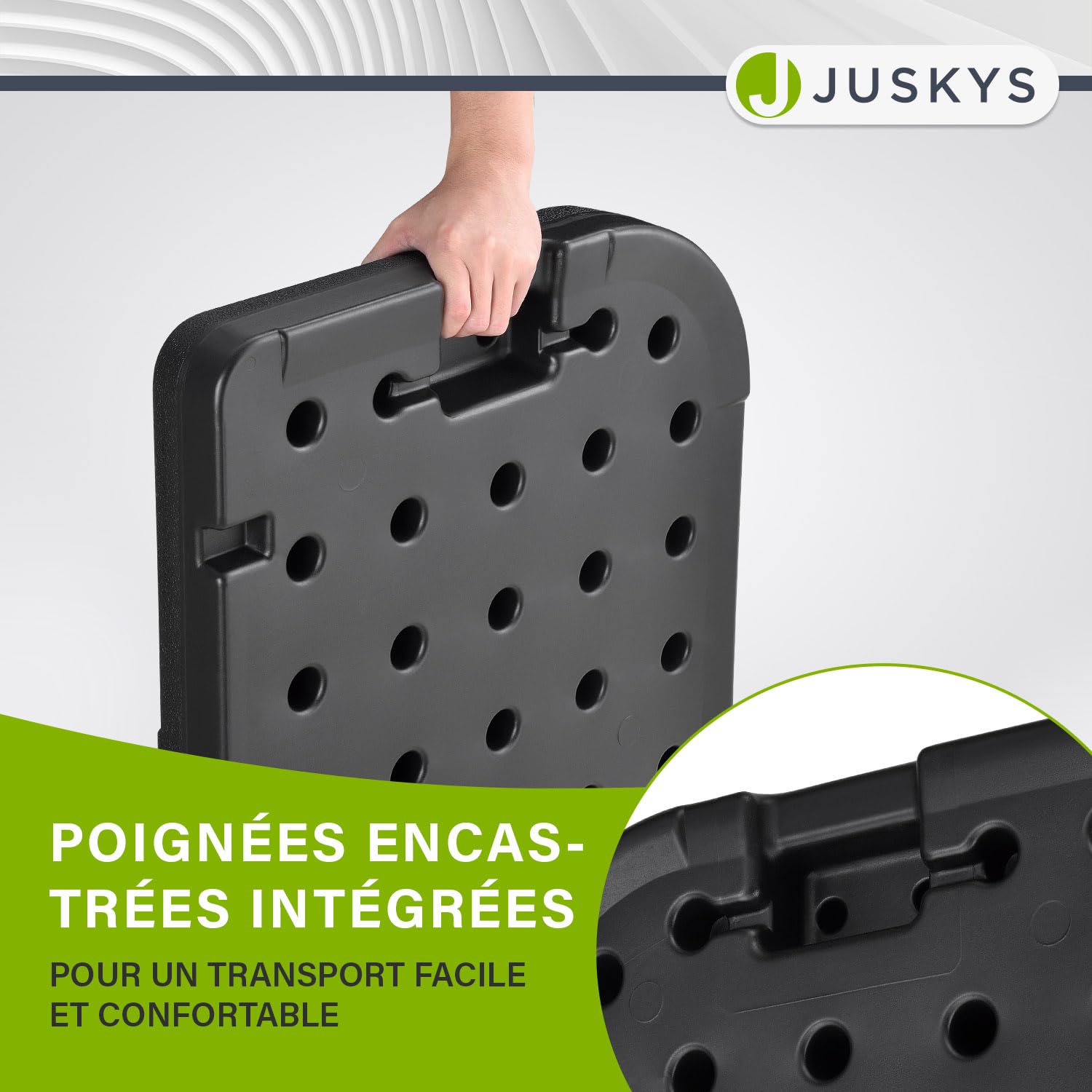 Juskys Poids de lestage pour parasol Quad, ensemble de 4 poids - pouvant être remplis avec 60 litres d'eau ou 80 kg de sable - en plastique HDPE (polyéthylène de haute densité) pied de parasol