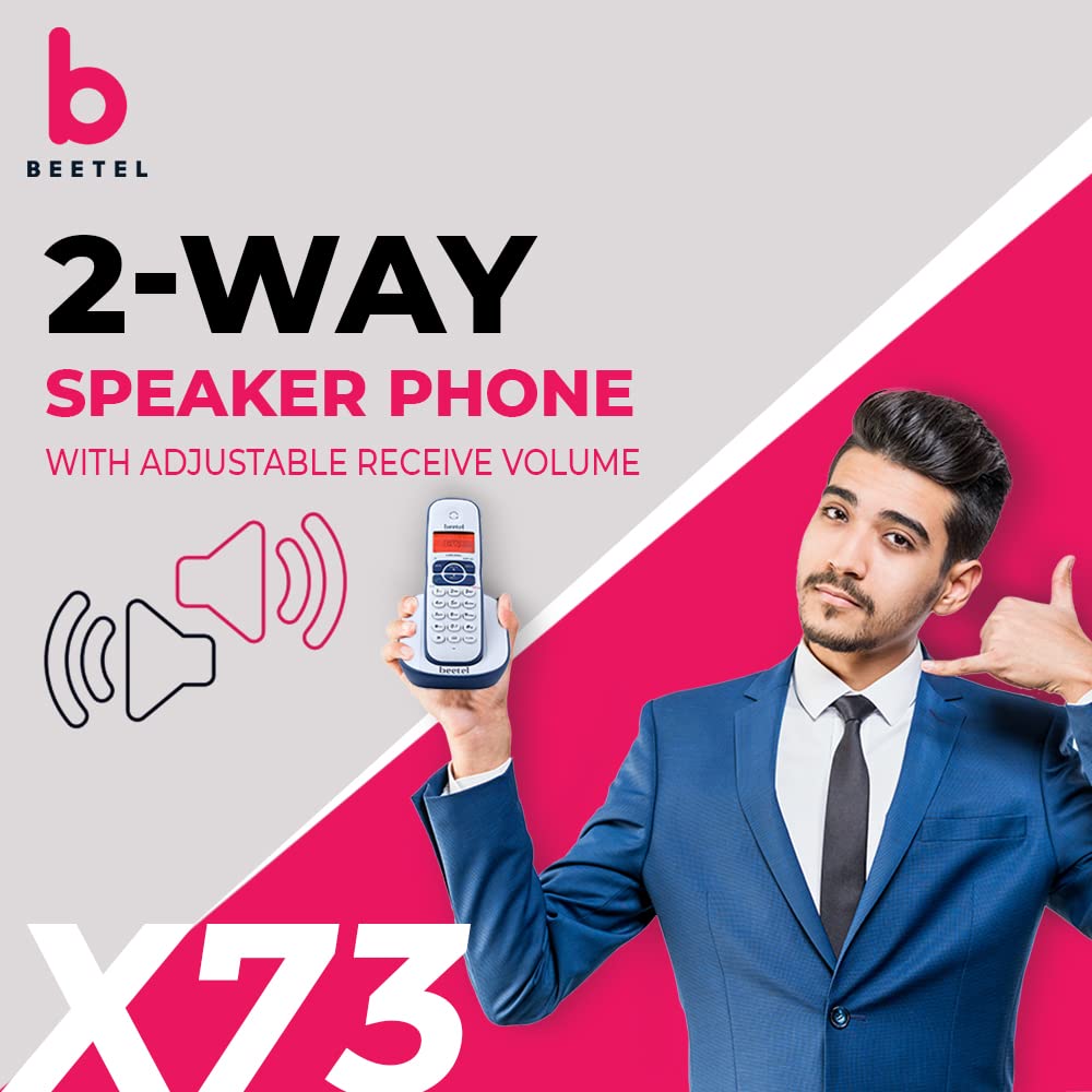 Beetel X73N Cordless 2.4Ghz Cordless Landline Phone with Caller ID Display, 2-Way Speaker Phone with Volume Controls, Auto Answer, Alarm Function, Stylish Design (Blue/White)(X73N) 22