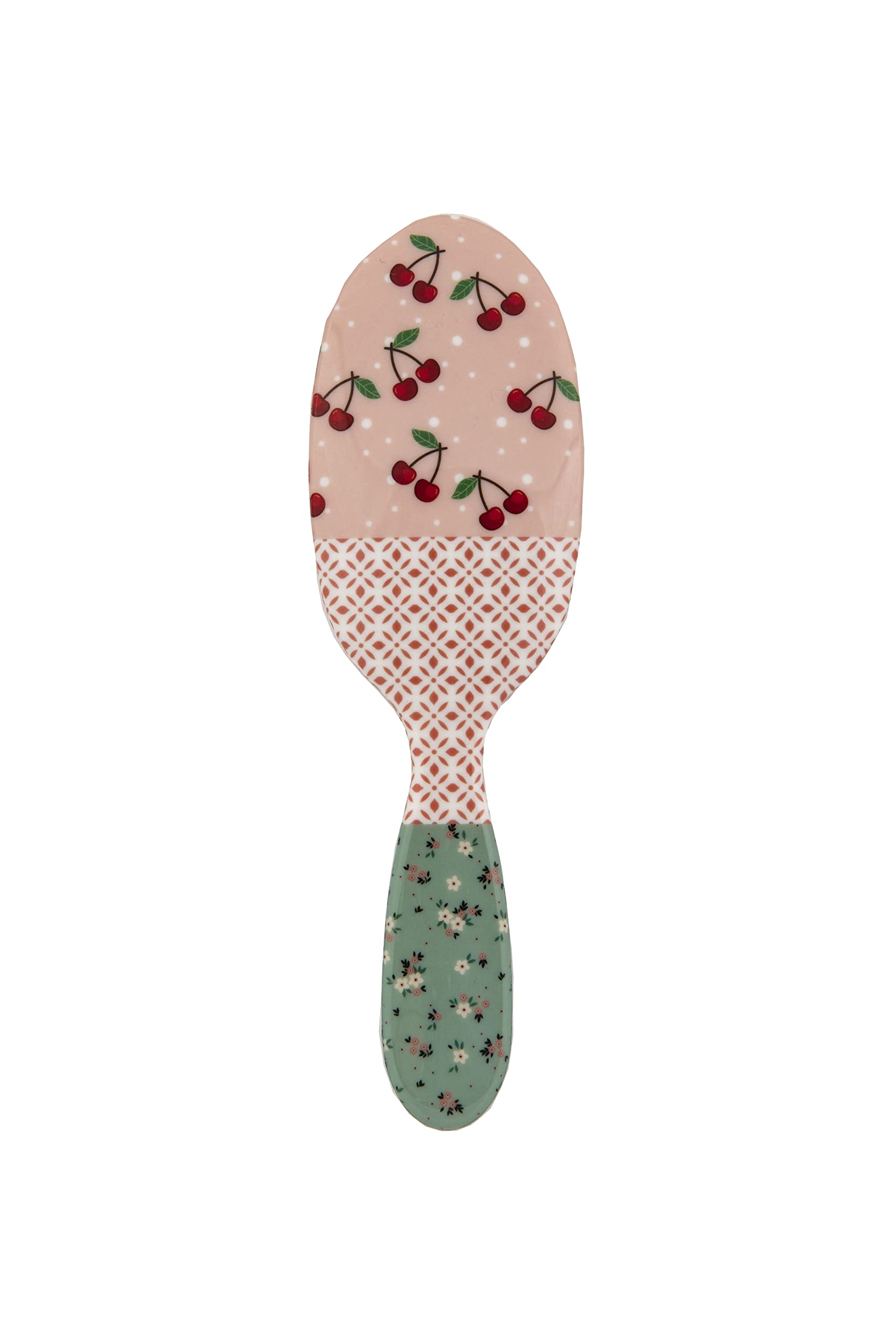 Rock & Ruddle Spazzola per capelli naturale in pura setola per donne e bambini (grande, 21 cm), capelli bagnati o asciutti, districante lisciante, prodotta nel Regno Unito - design ciliegie