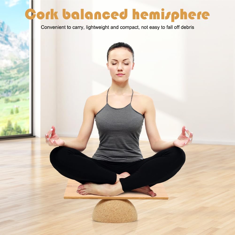CEWROM Tabla de equilibrio de corcho, semiesfera de equilibrio antideslizante, entrenador de equilibrio para adultos y niños, para el equilibrio, yoga, pilates, rehabilitación y fitness