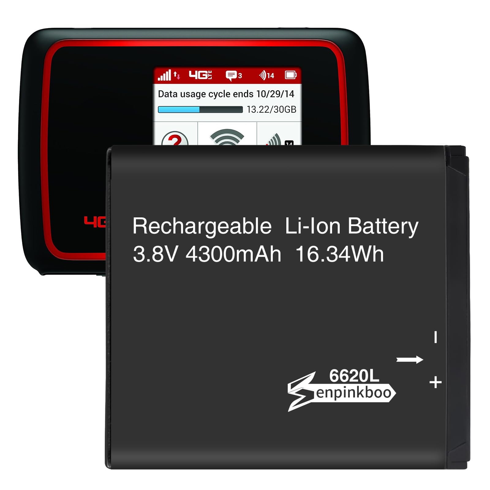 for MiFi 6620 Battery [Upgrade] 4300mAh for Novatel Jetpack MiFi 6620 6620L 6630L Replacement Battery P/N:40115131.01
