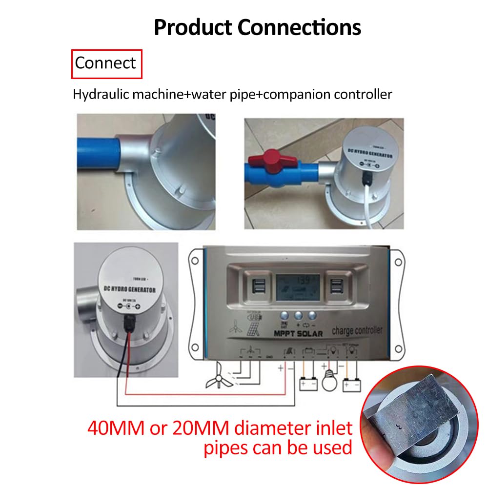 SJLERST Générateur Hydroélectrique Compact DC18V 2A 36W, Turbine à Eau