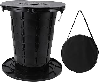 Segrehy Inodoro portátil retráctil plegable de viaje de 7 niveles de altura ajustable, orinal portátil para adultos y niños, capacidad de carga de 332 libras, color negro