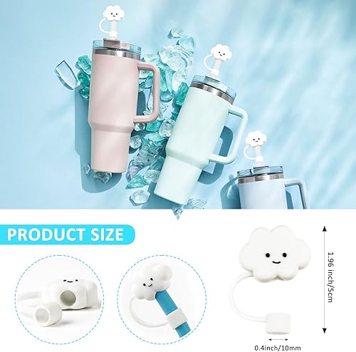 Miniatura 5 de Baseola Cubiertas de punta de pajita, a prueba de polvo, cubierta protectora suave de silicona reutilizable para pajitas de 0.4 pulgadas0.394 in, 6