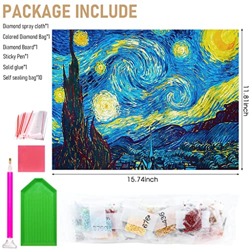 HASTHIP Diamond Painting Kit, 5D Diamond Painting Kit, The Starry Night By Master Van Gogh, Rhinestone Extremely Shiny Diamond Painting Art, Abstract Style Room Decoration (30Cm X 40Cm) (Image - 2)