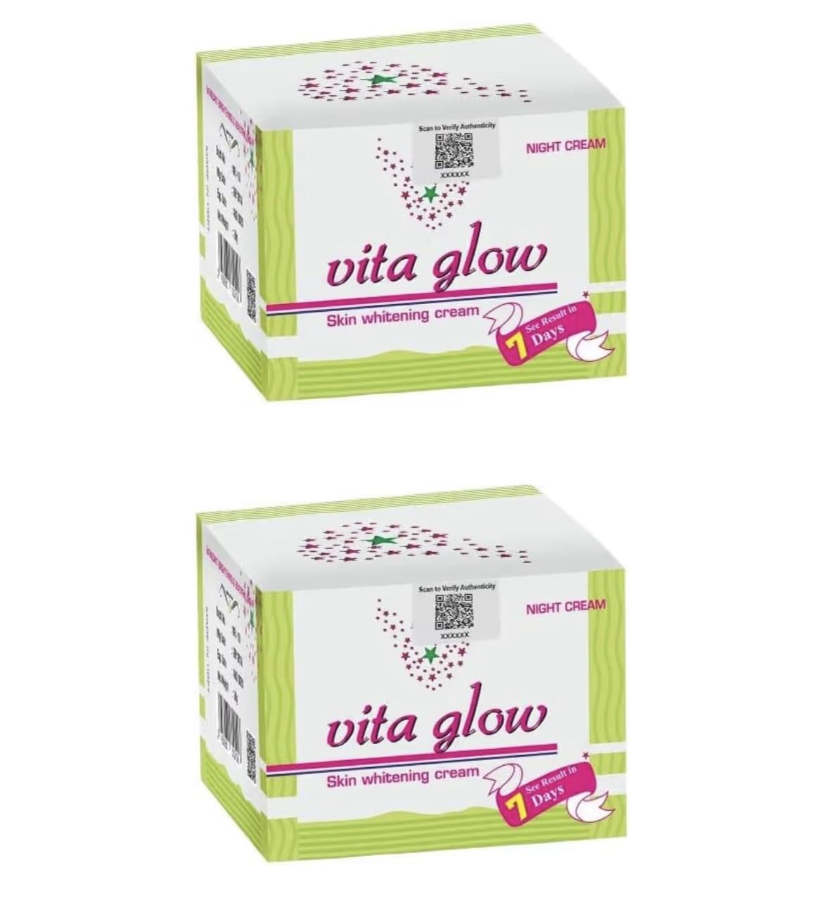 Vita glow Skin Whitening Night Cream, 30g, with Glutathione, Kojic Acid, Vitamin C, Pack of 2(30+30) with seal - Review, Price and Buying Guide
