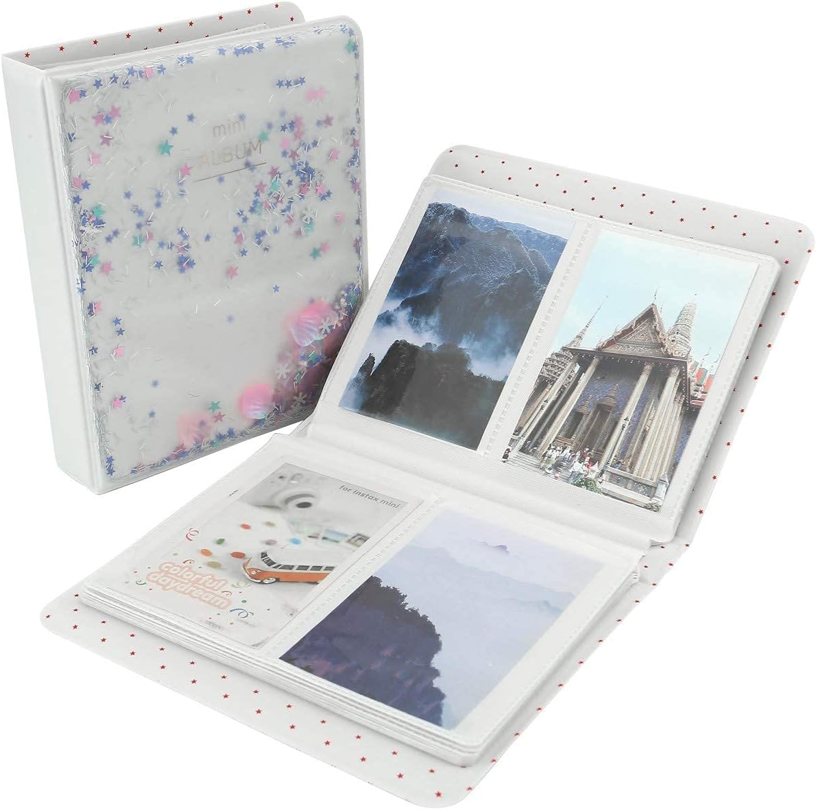 Shell Instax Album, 64 Pockets Mine Photo Albums for Fujifilm Instax Mini 70 7S 8 90 25 50s Instant Camera Film, Polaroid Snap Camera 3-inch Film (Blue)