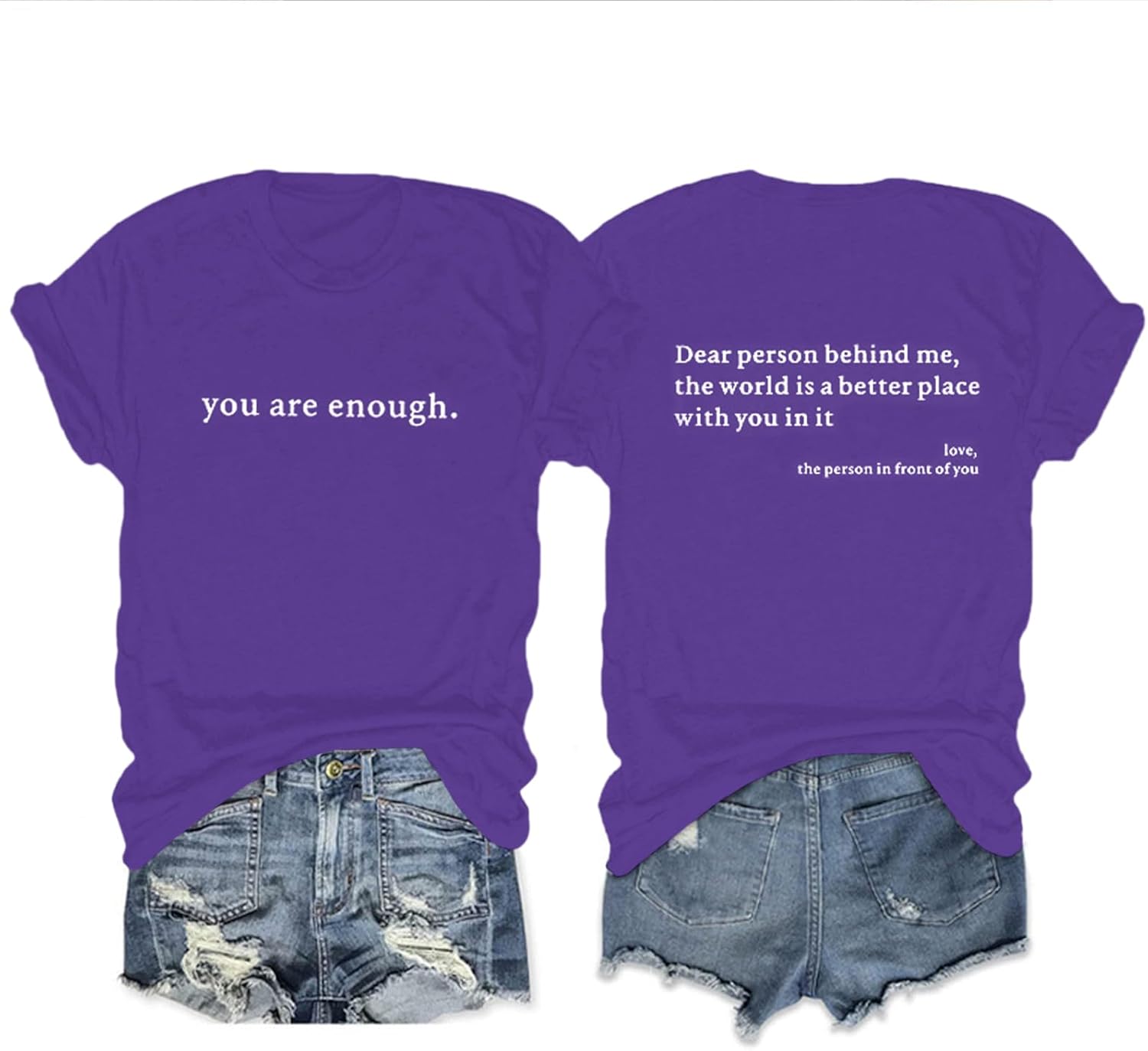 Dear Person Behind Me Shirt You are Enough Mental Health T Shirt Inspirational Shirts for Women Positive Tees Tops - Image 6