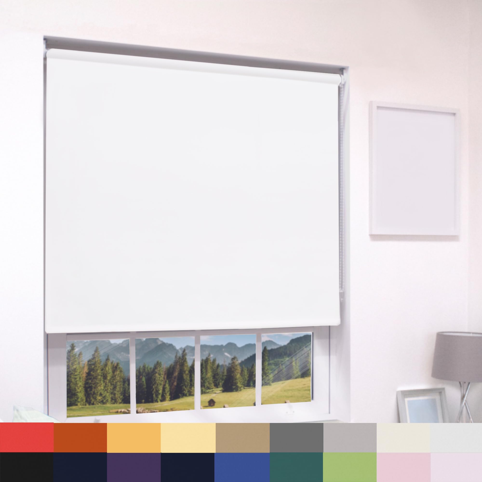 Deluxe Daylight Roller Blinds Light Filtering Premium Fabric Easy Fit Metal Brackets Bedroom Living Room Office Child Safe Trimmable White 120cm Width x 210cm Drop โ image 1