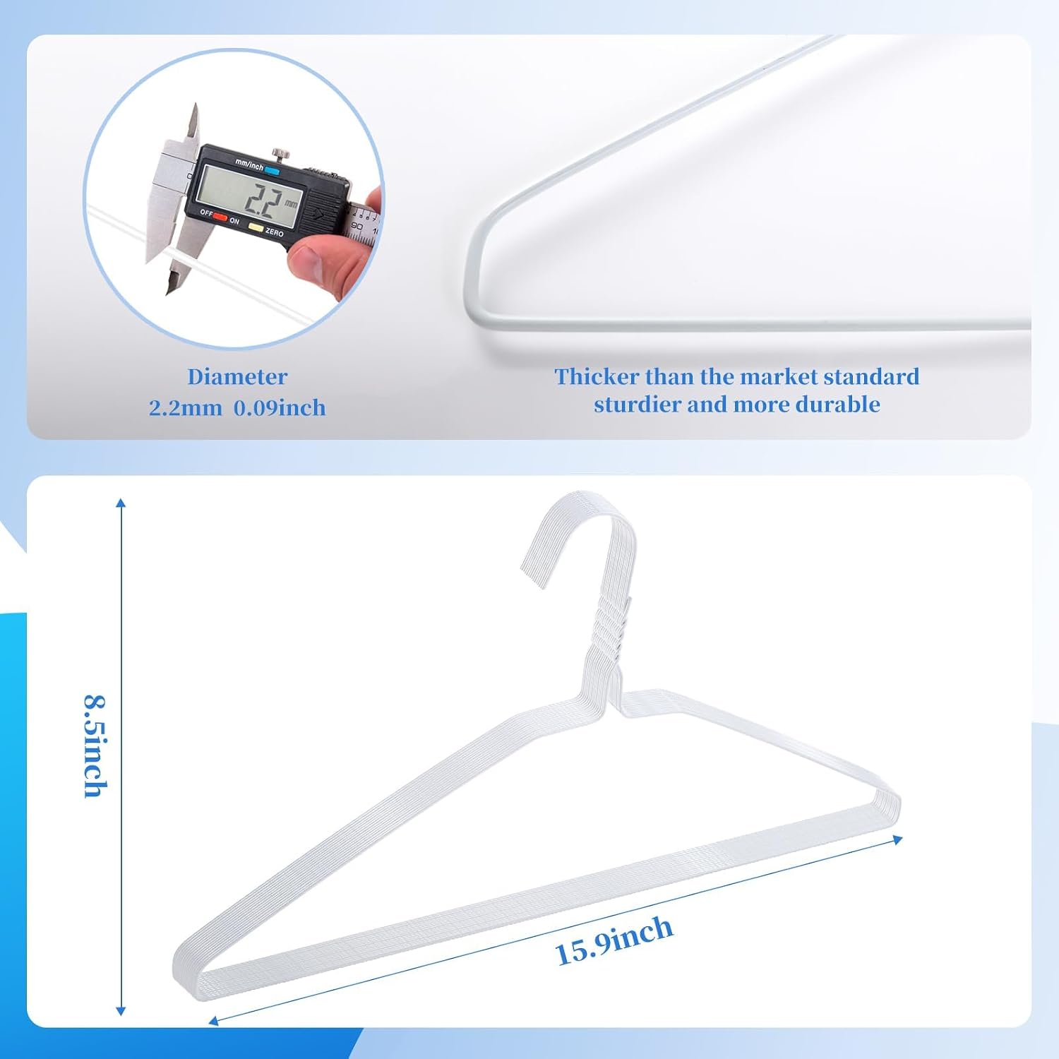 150 Pack Wire Hangers 15.9 Inch 13 Guage Wire Metal Dry Cleaner Hangers Bulk Thin Space Saving Suit Holder for Coats, Shirts, Suits, Pants, Skirts (White)