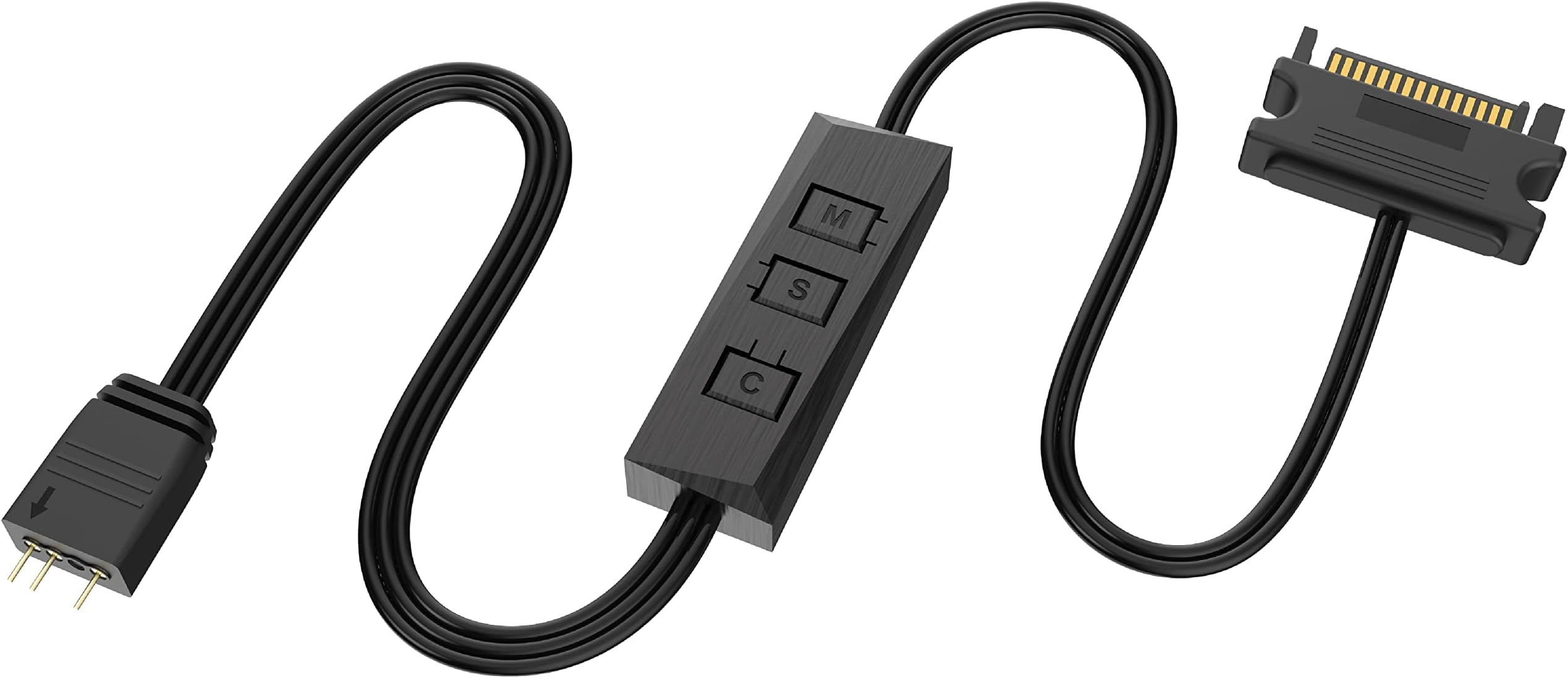 Akasa Vegas Controller Mate | Manual Addressable RGB Controller | SATA 15-pin to 3-Pin aRGB LED Male Connector | Designed for 5V aRGB Devices