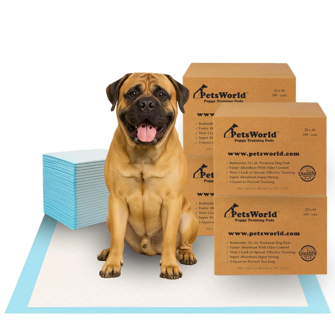 PetsWorld 2XL Dog Pee Pads 28x44 400 Count Extra Large Pet Pee Pads for Dogs Puppies Heavy Duty