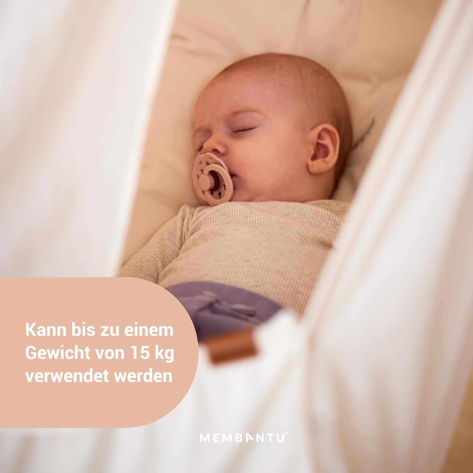 Premium Federwiegenset – Federwiege Premium aus 100% Bio-Baumwolle mit Öko-Wollmatratze, Baldachin & Tasche, Wiegenständer Premium, LeeLo02 Motor mit App-Steuerung & Schlaftracking (Grau)