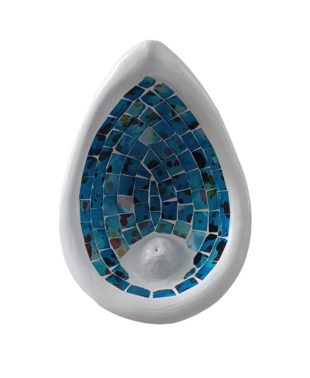Mosaic Island Incense Holder - Handcrafted in Bali, Turquoise Teardrop Shaped Incense Burner, Cultural Centerpiece, Great Gift