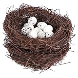 ibasenice 12stücke Künstliche Rattan Vogelnest Ostern Etwas Mit Kleinen Eiern Deko Für Heim Garten Und DIY Projekte Nester Ostern Und Partys