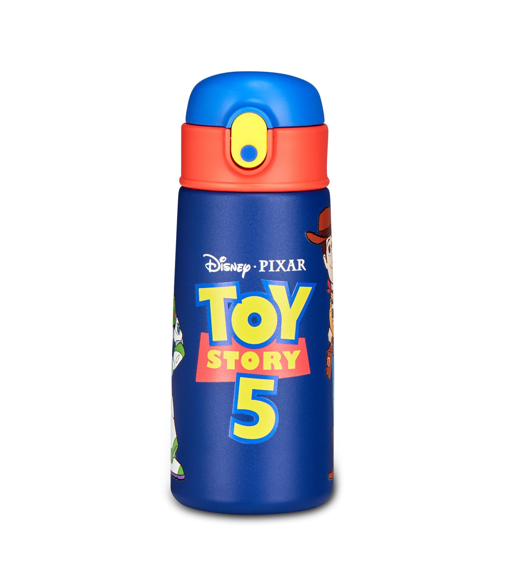 Seven Butelka na wodę Toy Story 5, niebieska, 460 ml, stal nierdzewna, bez BPA, szczelna, ciepła 12 h/zimno 24 h, szczelna, wielokrotnego użytku, szkoła, sport, podróż, dla dzieci, pomysł na prezent