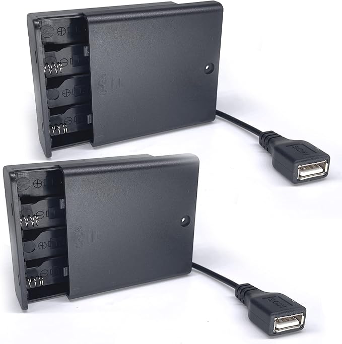 OPSFALCON (Pack of 2) 4 AA Battery Holder with Switch, 5V