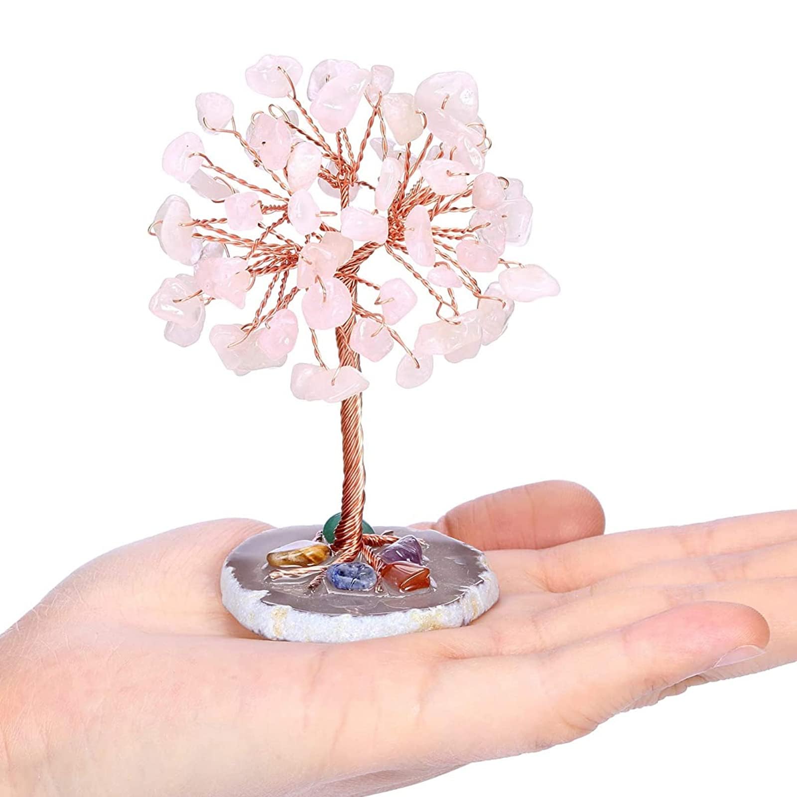Arbre De Vie Quartz Rose 9-10 Cm – Arbre Cristal Naturel Chakra Amour & Guérison – Décoration Feng Shui & Reiki