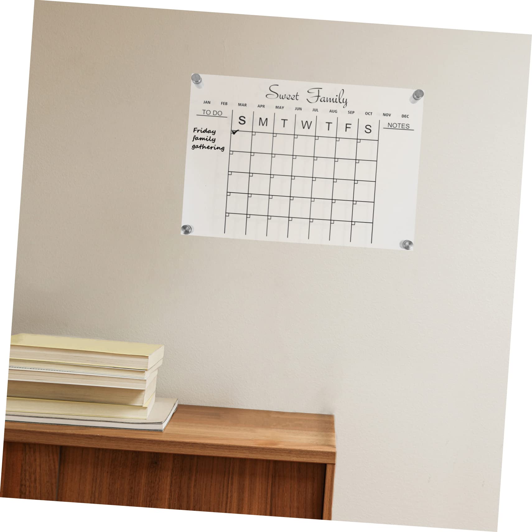 CAXUSD 1set Acrylic Clear Dry Erase Board Calendar for Fridge Weekly Planner Memo Board Lightweight Transparent Message Writing for Home Office Kitchen Use - Image 4