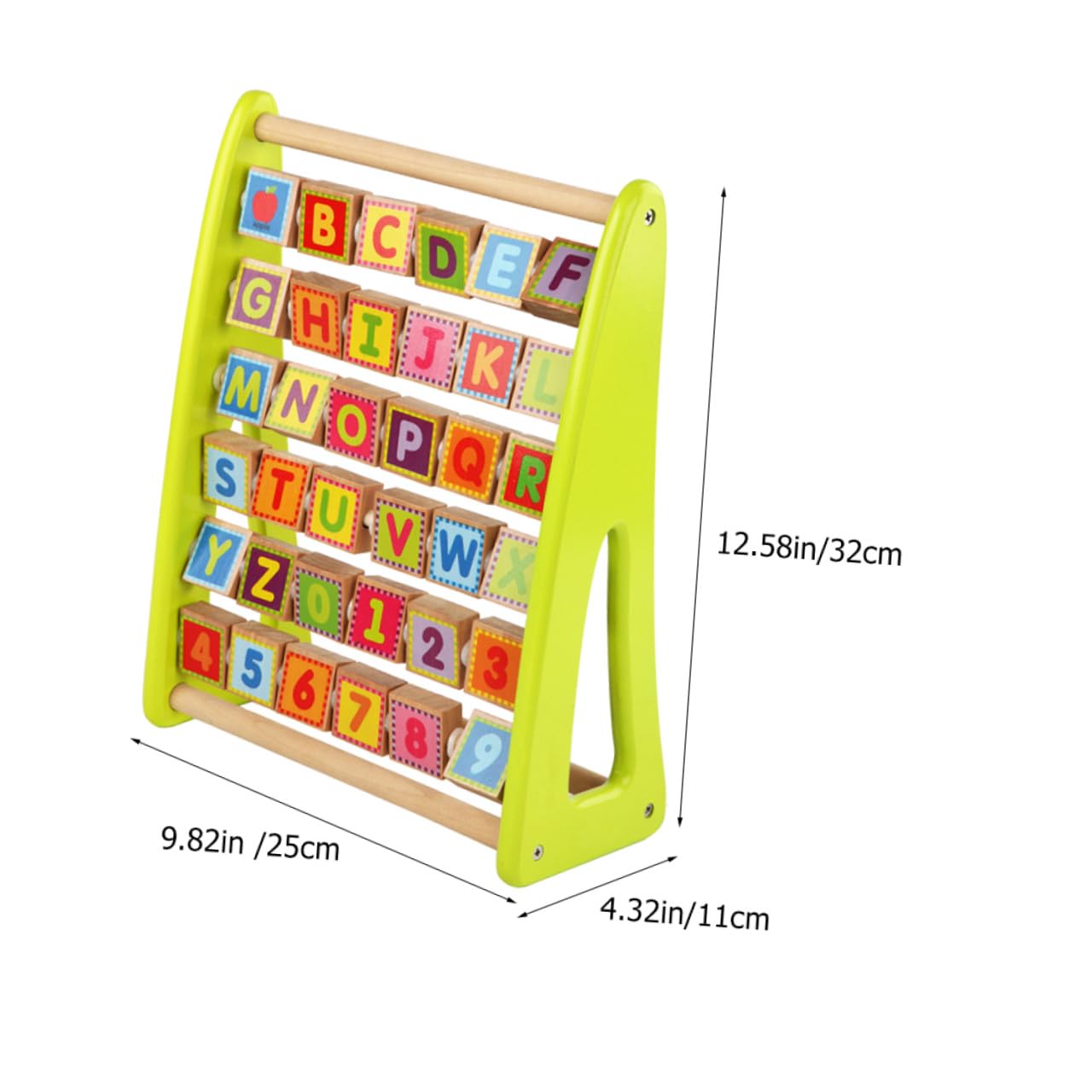 Juguete de Aprendizaje de Letras Alfabeto Madera Decoracion Colegio | Madera Verde, Tablero Educativo para Niños y Toddlers, Bordes Suaves, Coordinación Mano Ojo y Uso Escolar
