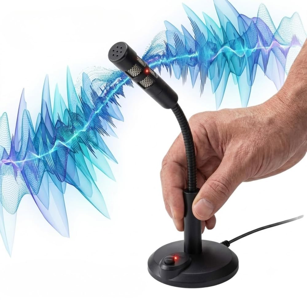 drumstone (𝐒𝐩𝐞𝐜𝐢𝐚𝐥 𝟏𝟓 𝐘𝐞𝐚𝐫𝐬 𝐖𝐚𝐫𝐫𝐚𝐧𝐭𝐲 usb condenser desktop microphone, plug and play recording mic with noise reduction, flexible gooseneck, led indicator for pc, laptop