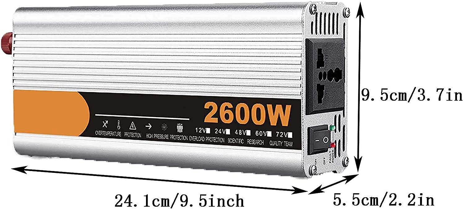 Inversor de Onda sinusoidal Pura 2600W Watt DC 12V 24V a 220V 230V AC Power Inversor de Onda sinusoidal Pura Convertidor de Voltaje Convertidor Inversor de energía