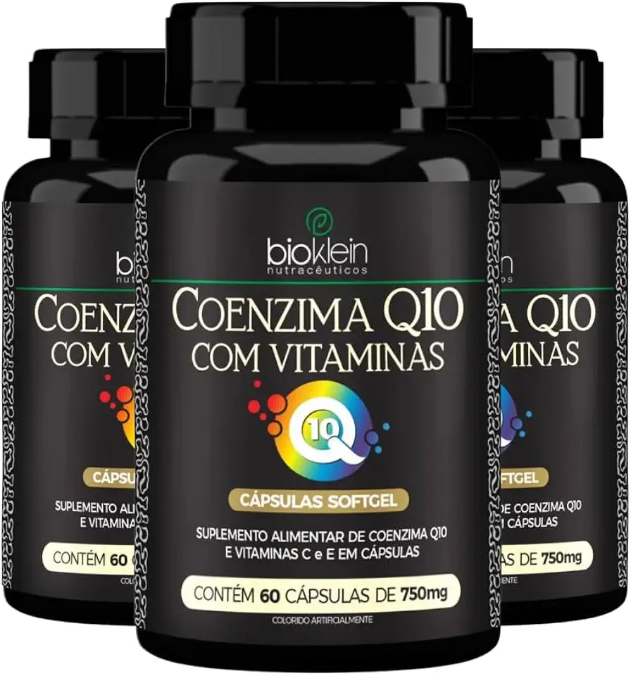 Kit 3 Coenzima Q10 com Vitaminas C e E - Coq10 60 Cápsulas Softgel Bioklein