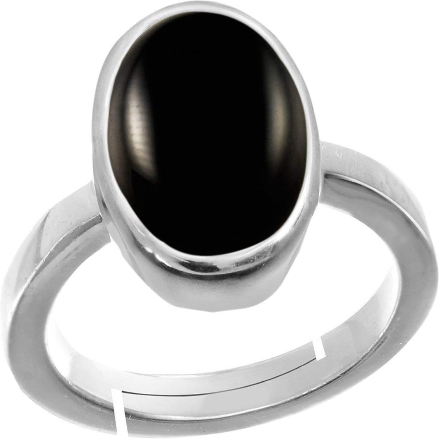 12.00 Ratti 11.50 Carat Sulemani Hakik Ring Original Natural Black Haqiq Precious Gemstone Hakeek Astrological Silver Plated Adjustable Ring Size 16-24 for Men and Women