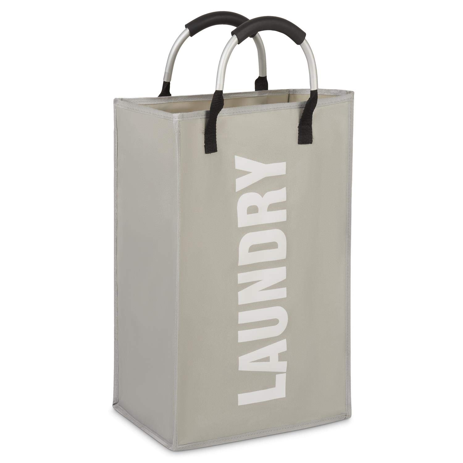 Vinsani Light Grey Laundry Hamper Collapsible Bag Foldable Cloth Basket Portable Storage Bin With Carry Handles For Bathroom Bedroom,