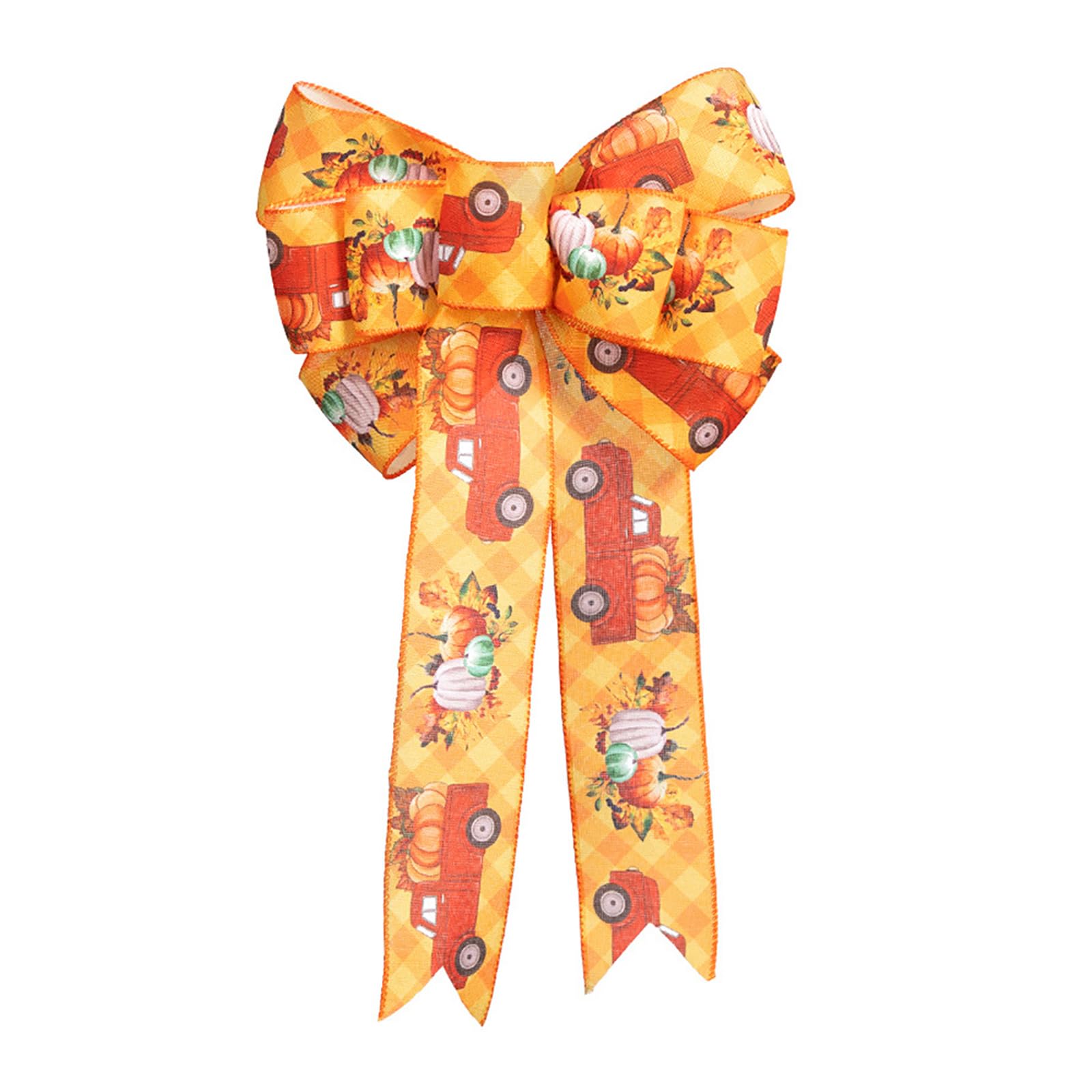 Tsophreniq Bow Thanksgiving and Harvest Festival Celebration Maple and Pumpkin Double Layered Bows Decorations Pumpkin Double Layered Bow Party Halloween Party
