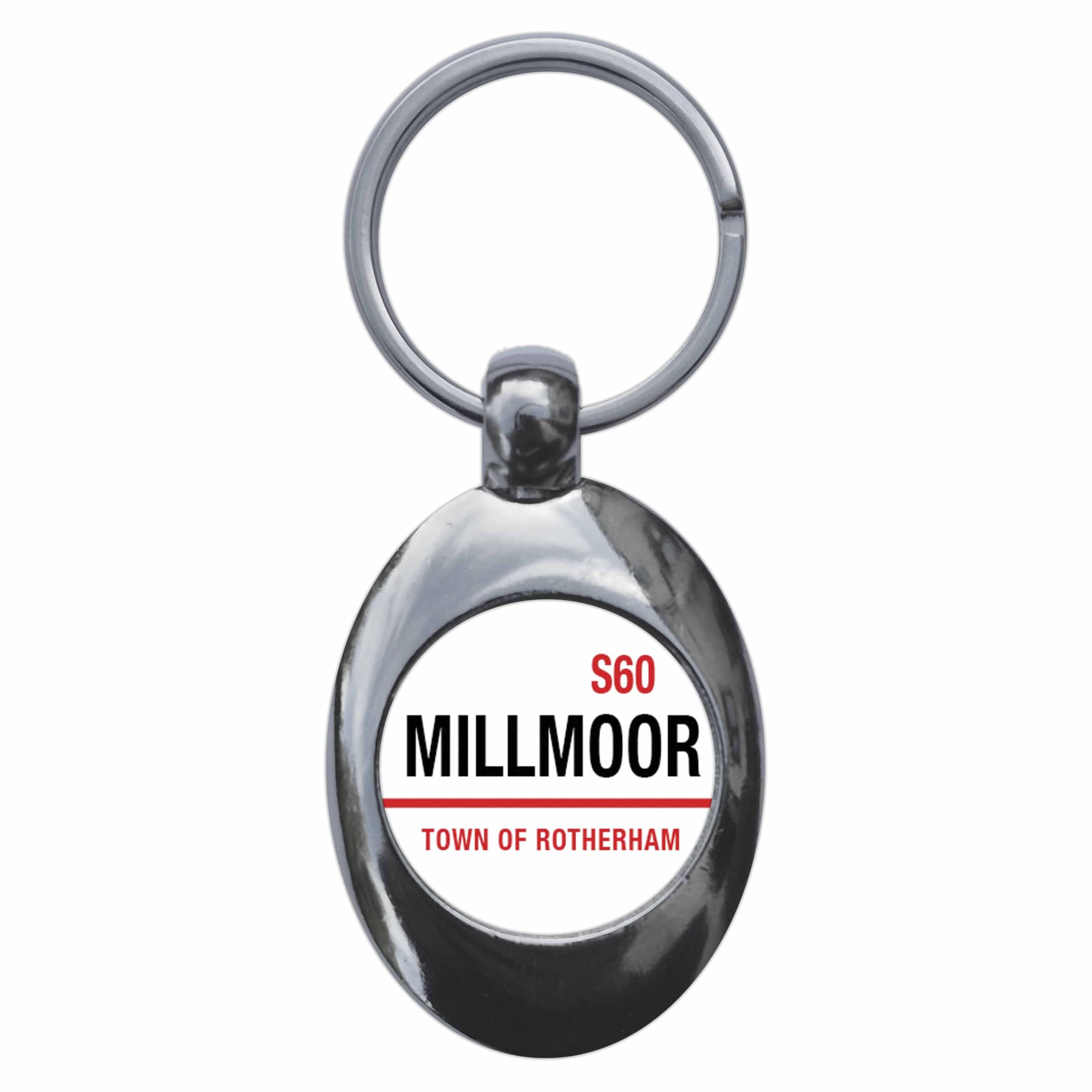 Ozorath Millmoor Rotherham S60 Road Sign Keyring Keychain Key Ring Chain With Trolley Coin