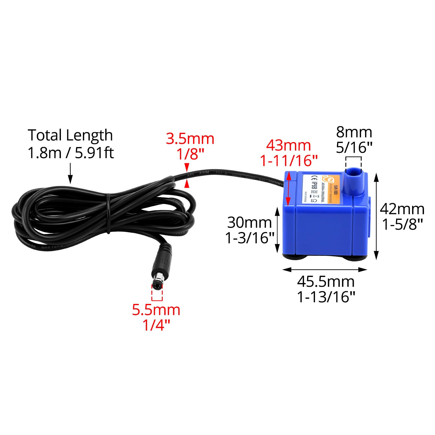 QWORK® Pompa per Fontanella per Gatti 12 V CA 2 W, Pompa Acquario a Bassa Rumorosità, Basso Consumo, Parti Removibili