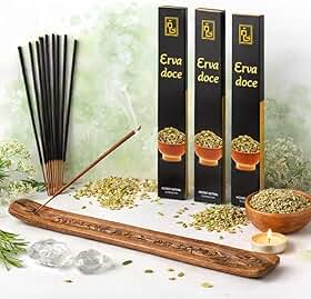 Kit 3 Caixas Incenso de Erva Doce Natural Premium (7 Varetas por Caixa) - Aroma Relaxante, Purificação Energética e Bem-Estar para Casa, Meditação e Aromaterapia
