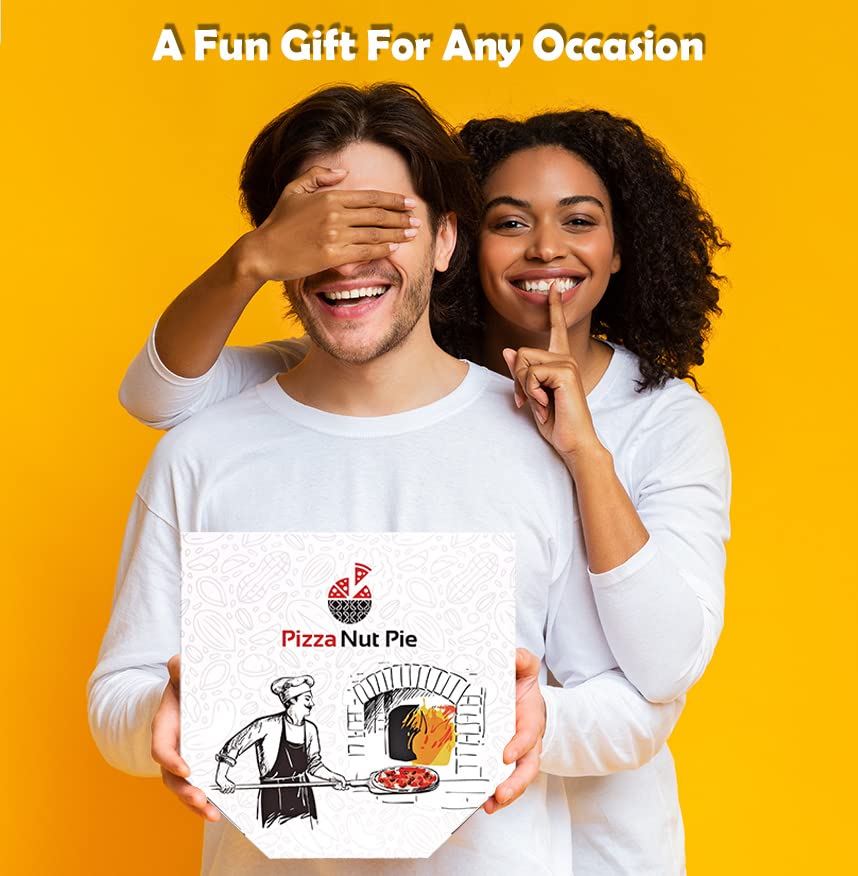 Pizza Nut Pie Gift Box | Pizza Flavored Cashews, Almonds & Peanuts with Pretzels | Kosher | Unique Party Snack | Gourmet Gift Basket | Easter Nuts Gift Basket |Gifts for Him, Her, Birthday,Mothers Day, Fathers Day