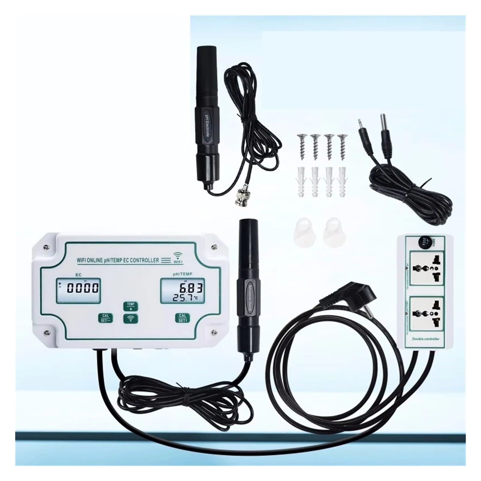 Tester wody, Wifi 3-w-1 kontroler PH w akwarium EC Miernik temperatury System monitorowania wody Tester jakości