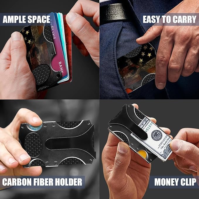 Skull Minimalist Wallet for Men - Slim RFID Aluminum Metal Wallet, Scratch Resistant & Seamless, Credit Card Holder & Money Clip, Holds up 12 Cards and Cash, Ideal Man Gift - Image 4