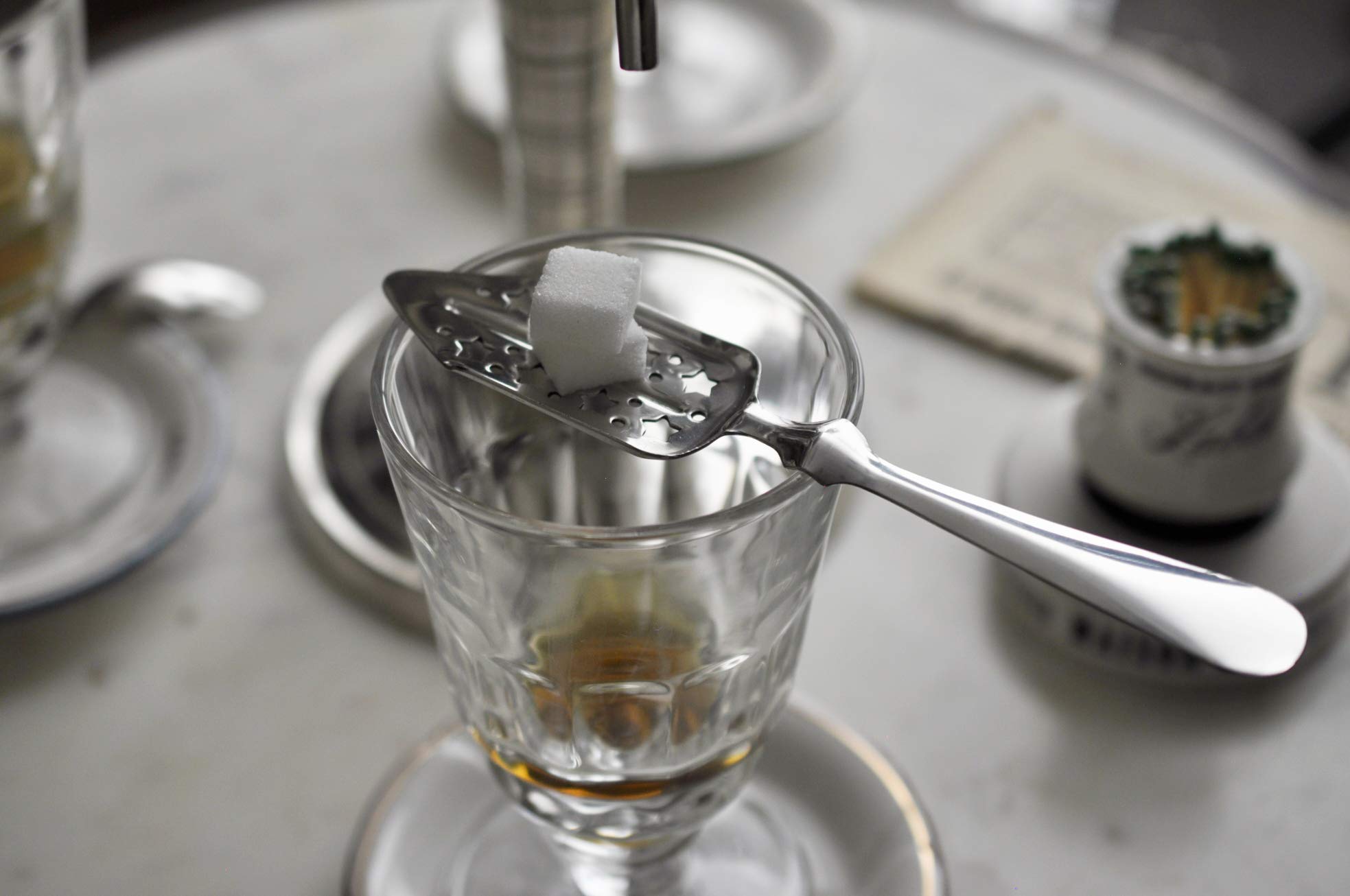 Bonnecaze Absinth-Löffel Mit Eiffelturm-Design & Zuckerwürfeln – Traditionell, Aus Edelstahl, 16 Cm