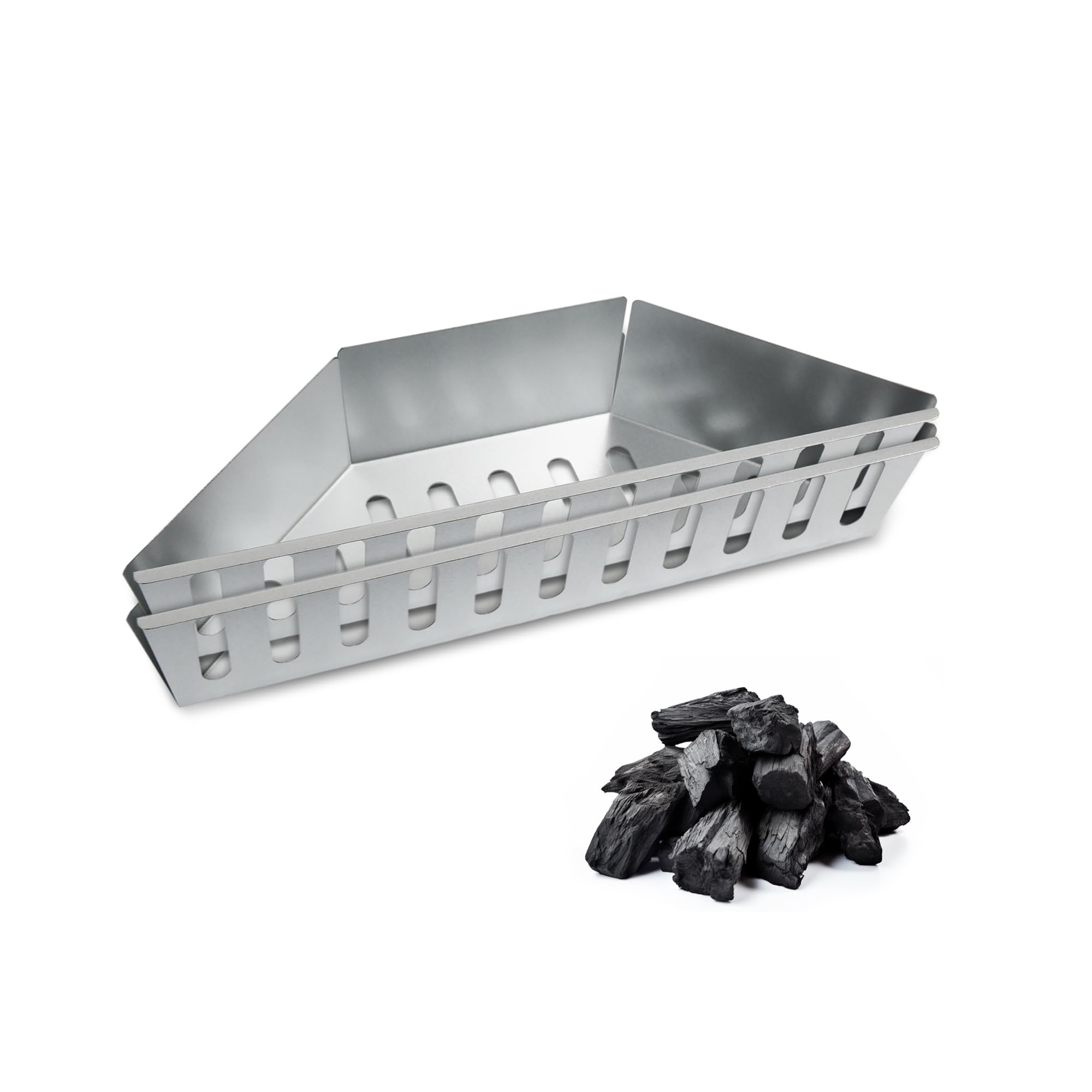 2 cestini per carbonella, ad alta temperatura, resistenza alla corrosione, diretto e indiretto, per bricchette, trucioli di legno, griglie